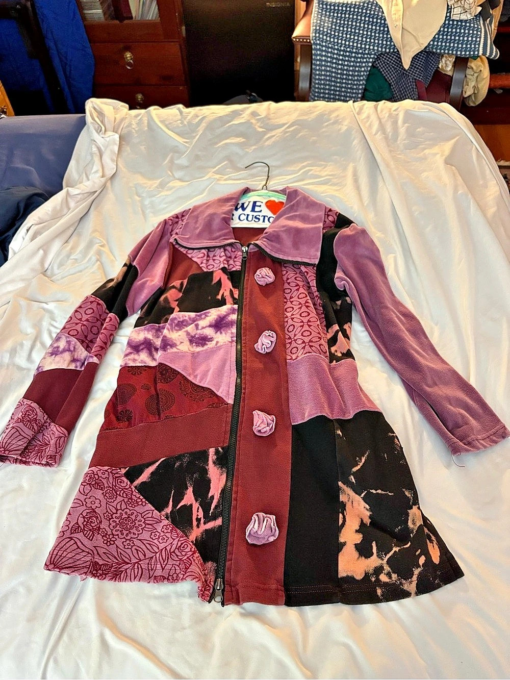 Leopards & Roses Women'Small Patchwork Color Block Jacket Size Small
